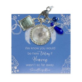 Gowvvxu Something Blue for Bride Memorial Bouquet Charms for Wedding Bridal Bouquet Charm Bride Shower Gift 2 Photoes (silver 2photoangel)