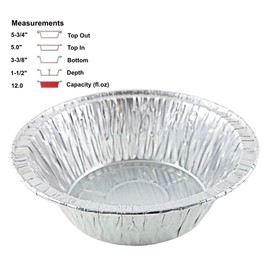 PACTOGO 5 3/4" Aluminum Foil Meat Pot Pie Pan w/Clear Dome Lid Disposable 12 oz. Cooking Baking Tin - Heavy Duty Made in USA (Pack of 500 Sets)