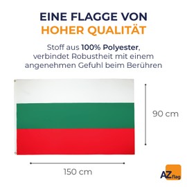 AZ FLAG Bulgaria Flag 3' x 5' - Bulgarian flags 90 x 150 cm - Banner 3x5 ft High qualityThis product is an original product of the brand AZ FLAGThis product is an original product of the brand