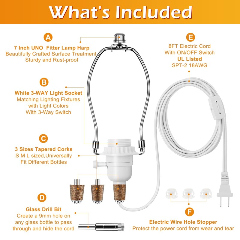 Make a Lamp or Rewire Kit,DIY Bottle Lamp Wiring Kit