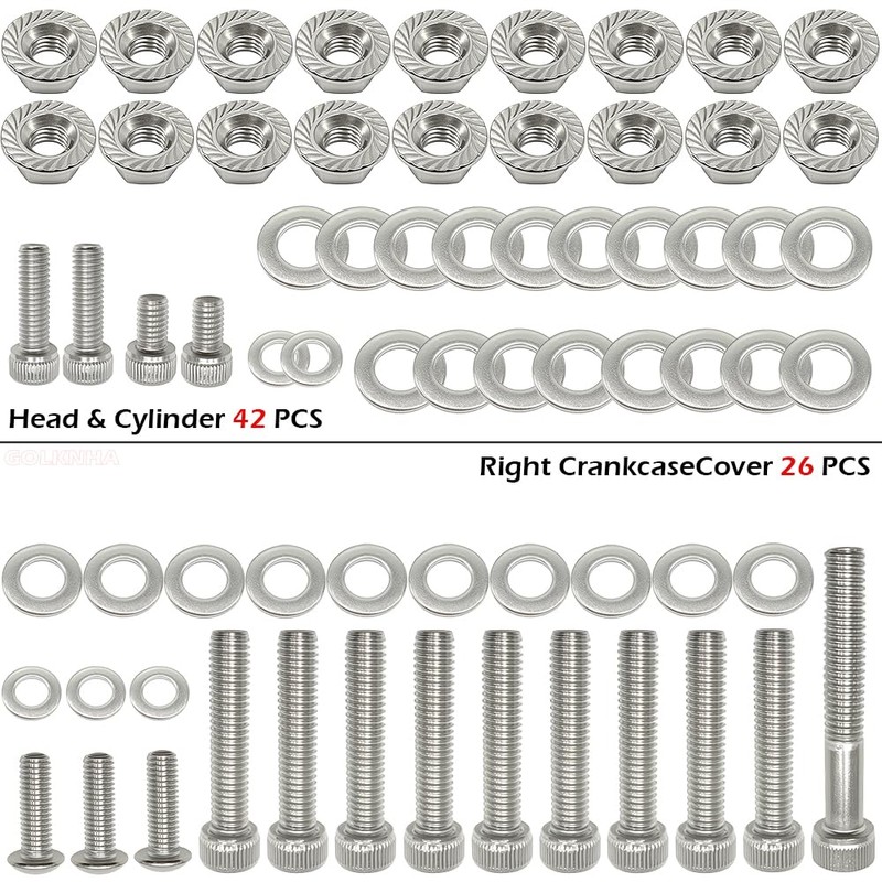 GOLKNHA 164 PCS Polished Stainless Steel Engine Bolt Screw Kit