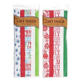 FLOMO 2347557 50 Count Christmas Whimsy Printed Metallic Tissue, Pack of 12