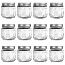 Amzcku 8 oz Vintage Mason Jars with Lids, Regular Mouth Canning Jar, Safe For Storage, Canning, Pickling, Preserving, Fermenting, DIY Crafts & Decor 12 Pack