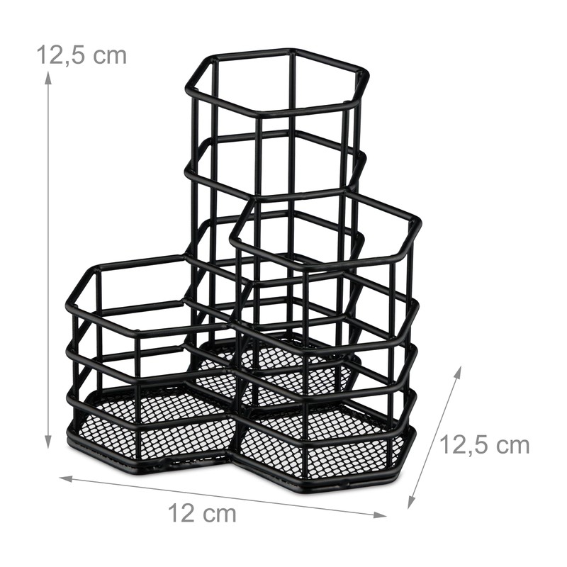 Relaxdays 3 Compartments Hexagonal Brush Holder Height 12.5 x Width