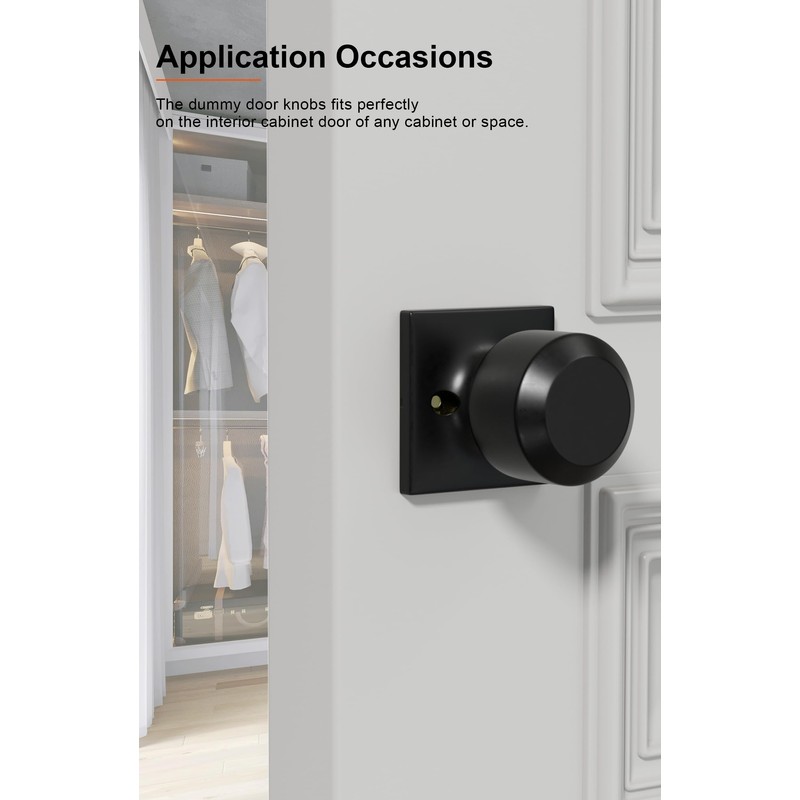 Haidms 4 Pack Black Dummy Door Knob Closet Door Knobs,