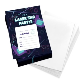 Desert Cactus Laser Tag Design 1 Happy Birthday Invitations Invite Cards (25 Count) With Envelopes Boys Girls Kids Party (25ct)