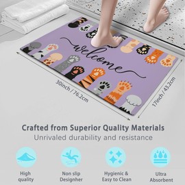 SUSIOY Cat Paws Cute Door Mat Welcome Doormat,17"x30" for Entrance,Front Porch,Easy to Clean Entry Mat,Low Profile Front Door Mat Home Decor