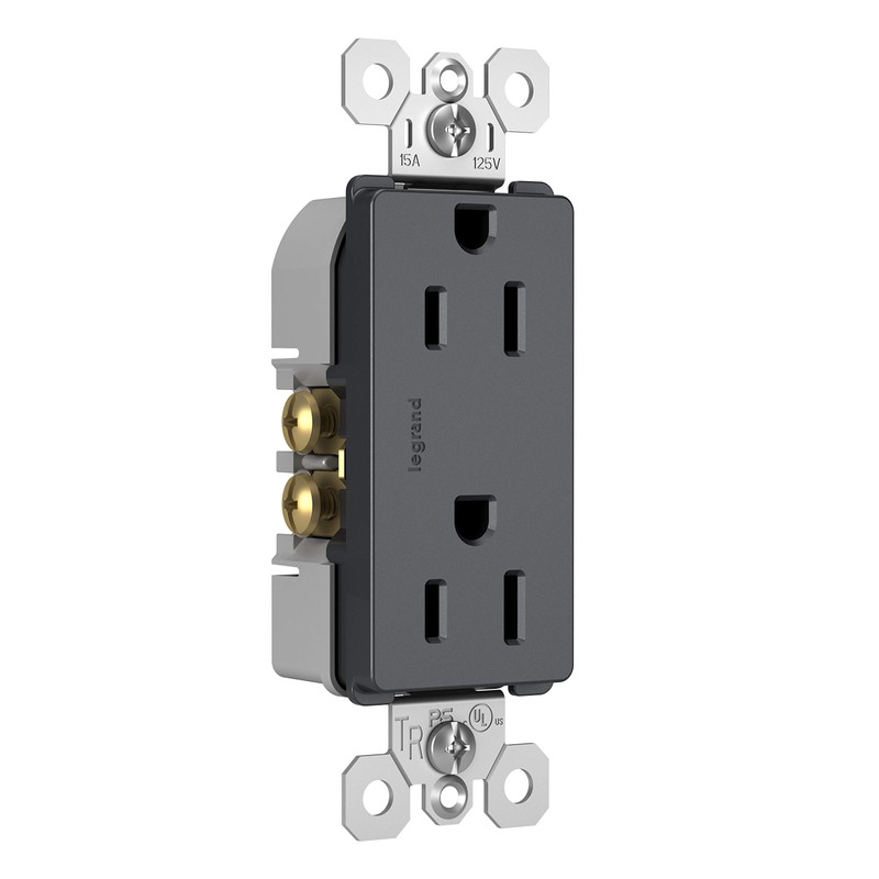 Legrand-Pass & Seymour 15A Tamper-Resistant Duplex Outlet, Graphite