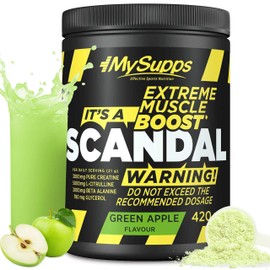 My Supps Scandal - Pre Workout Booster - Your High Dose Workout Booster for Every Day - with Extra Citrulline, Caffeine & Creatine, Made in Germany - 420 g (Green Apple)