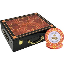 MRC 500pcs Monte Carlo Poker Room Poker Chips Set with High Gloss Wood Case Custom Build