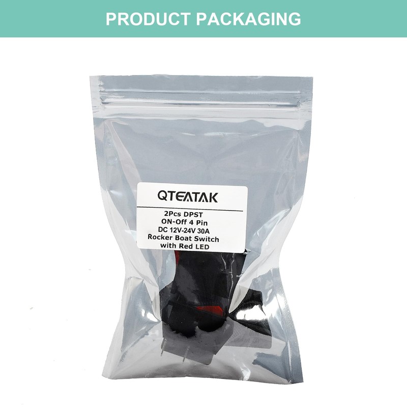 QTEATAK KCD4 2Pcs DC 12V-24V 30A DPST 4-Pin 2 Position