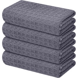 Moosfor Microfibre Cloths, Set of 4, Absorbent Lint-Free Kitchen Towels, Dish Cloths for Kitchen, Thick Tea Towels, Cleaning Cloths, 40 x 70 cm, Dark Grey