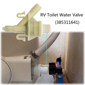 2-Pack 385311641 RV Toilet Water Valve Kit for Dometic and Sealand 300, 301, 310, 311, 320, 321 Series Pedal Flush Toilets, Camper Trailer RV Toilet, Includes Hose Clamp and Fasteners