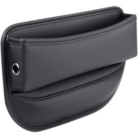 Rellenador de huecos para asientos de coche, organizador asientos coche, caja almacenamiento cuero para huecos, bolsillo lateral consola, negro, organizador