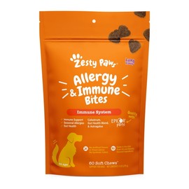 Zesty Paws Allergy & Immune Bites for Dogs, Allergy Relief and Supports Immune Function, Lamb Flavor, 60 Count Soft Chews