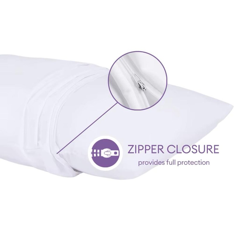 Pillow Protector with Zipper, Cotton Pillow Cover