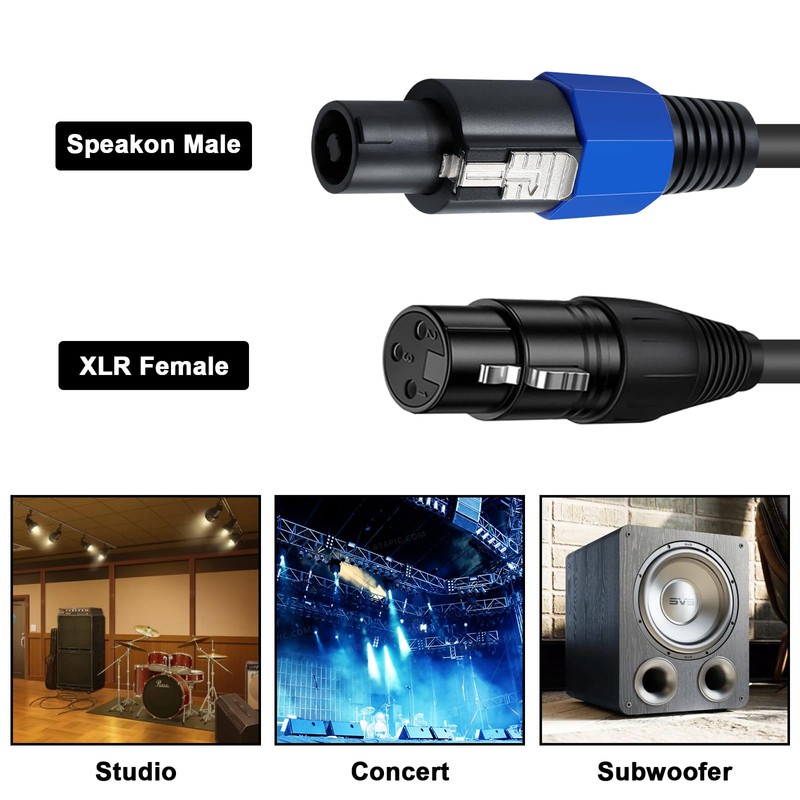 Poyiccot Speakon to XLR Conversion Cable, 18 AWG 2 Wire