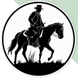 Extra Large 460mm 'Cowboy Riding Horse ' Permanent Sticker Decal for Cars/Windows/Bins/Walls (DW00114919)