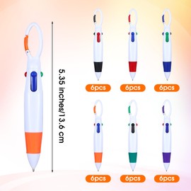 YUXIANLB 36 Pcs Plastic Retractable Shuttle Pens with Carabiner, Multicolor Pen in One, 4 Color Ballpoint Pens Nurse Badge Pens with Buckle Keychain on Top for Office School Supplies Students Gift