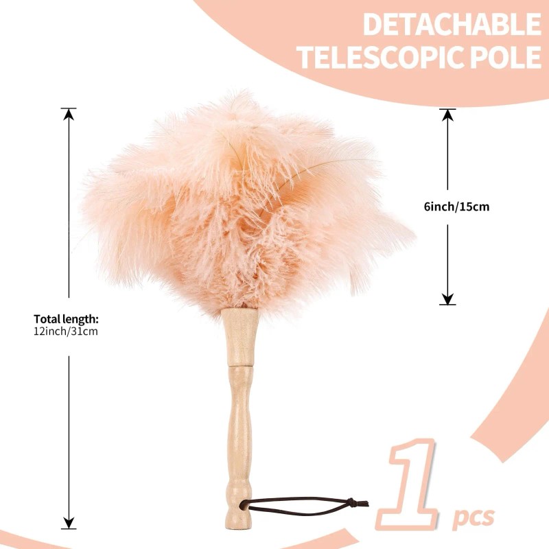 Ostrich Feather Duster 12 Inch Handheld Duster Supplies, Wooden Handle