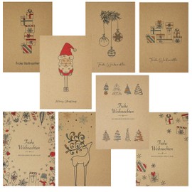 24 Christmas cards made of extra thick kraft cardboard made from recycled paper (folding cards)