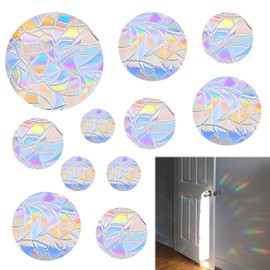 Wenrescry Pack of 65 Round Window Stickers, Rainbow Suncatcher, Anti-Collision Bird Protection Stickers for Windows & Glass, Prism Window Film with Electrostatic Adsorption