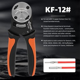 KF CPTEC Deutsch Crimper, 4-Way Indent Tool, 8-Impression Closed Barrel Crimper for Deutsch DT Series Connectors & Deutsch Contacts - Gauge 12