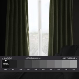 HPD Half Price Drapes Velvet Blackout Curtains/Drapes - 120 Inches Long 1 Panel Blackout Curtain Signature Pleated for Living Room & Bedroom - 25W X 120L, Hunter Green