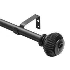 UTOPIA ALLEY 3/4 Inch Curtain Rod - Curtain Rods For Windows 28 to 48 Inch, Adjustable Drapery Rods, Black Curtain Rods, Bedroom & Living Room Decorative Curtain Rods, Tapestry Poles (Black, 28"-48")