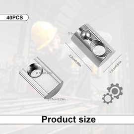 HASLED Pack of 40 M8 T-Slot Nuts Made of Carbon Steel, T-Sliding Nuts with Spring Ball, for Aluminium Profiles Series 40, Industrial Grade (Carpentry, 3D Printing, Automation)