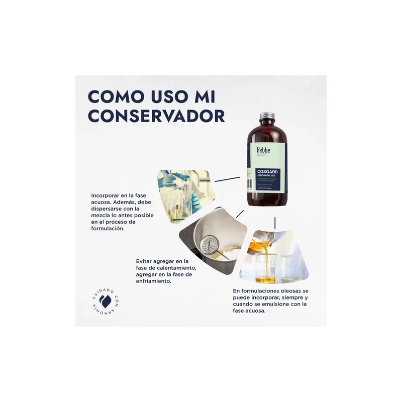 Conservante Natural Geogard 221 Hebbe Cosmetics 500ml Hipoalergnico