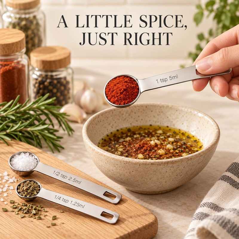 6-Piece Stainless Steel Measuring Spoons Set, Heavy Duty Tablespoon &