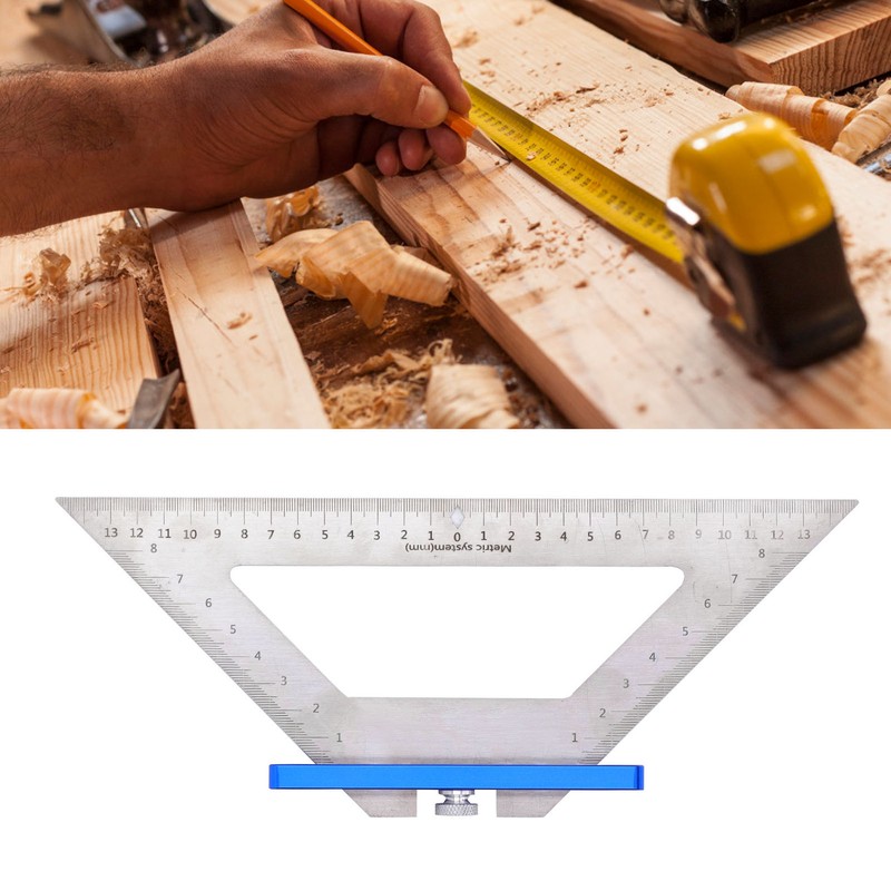 Woodworking Triangle Ruler Carpenter Square 140mm Dual Scale Measuring Scribing