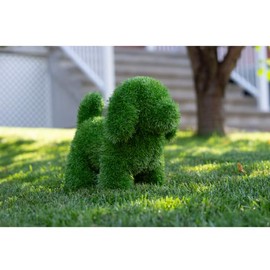 13-in H x 9.1-in W Artificial Grass Dog Statue – Topiary Garden Decor, UV Resistant, 13-Inch Height, Green Plush Finish