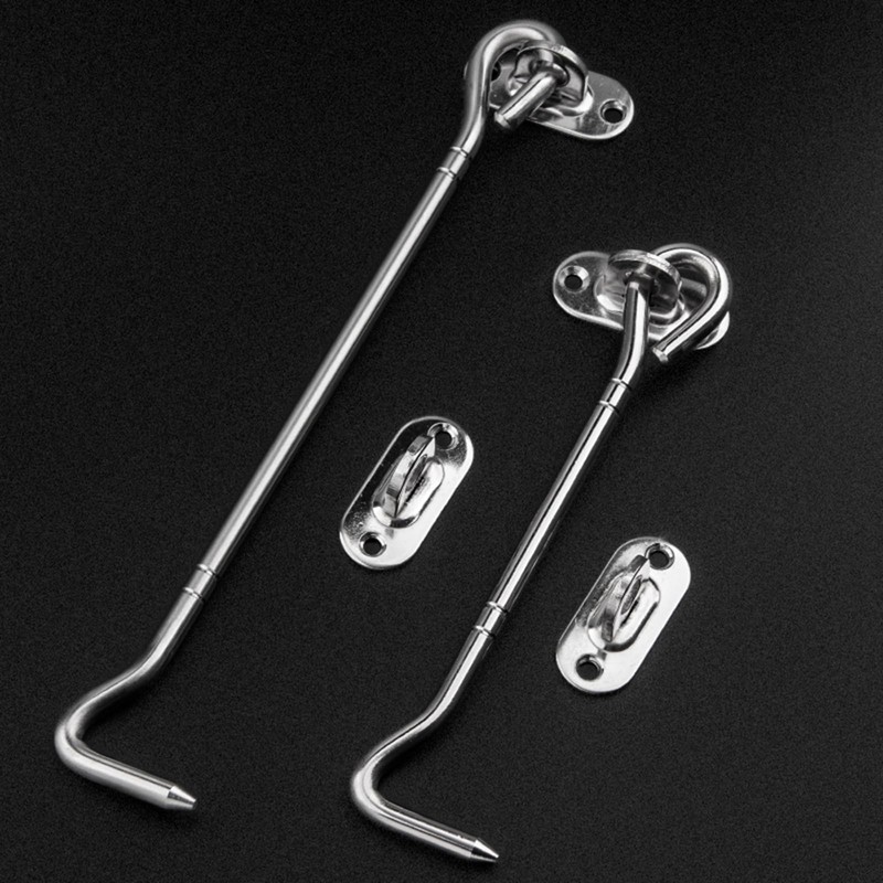Hook and Eye Latch 8 Inch Silver Cabin Hook Outside