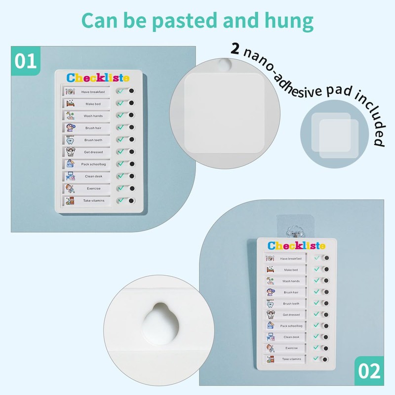 Checklist Board, Stick-On Task List, Stick-On Task List, Reusable Memo