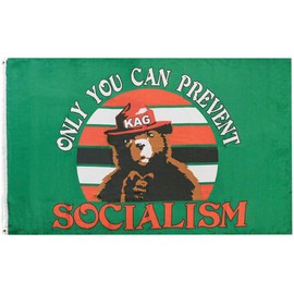 JumpingLight Smoky Bear Only You Can Prevent Socialism 100D Woven Poly Nylon 3x5 3x5 Flag - Quality Flags