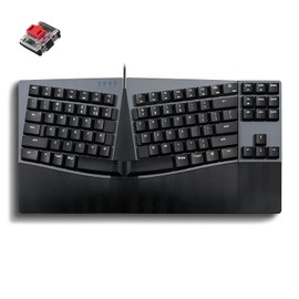 Perixx PERIBOARD-335RD Teclado mecánico compacto ergonómico con cable - Interruptores lineales rojos de bajo perfil - Función programable con teclas macro - Compatible con Windows y Mac OS X - Inglés de EE. UU