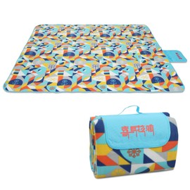 喜马拉雅 Large Picnic Blankets Waterproof Foldable 78" X 59", Single-Faced Fleece, 3-Layer, 4-6 Persons, Sandproof, Beach Mat Outdoor Picnic Mat for Camping Party Park Accessories
