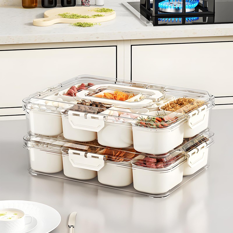 IWTTWY Fridge Storage Containers, Plastic Food Containers with Lids, Snack