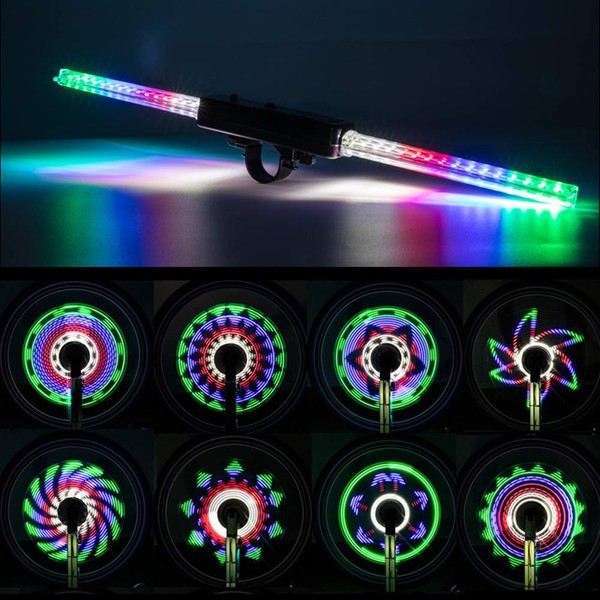 LEADBIKE LED Bike Wheel Lights w/ 30x Different RGBW Patterns| Batteries Included, Ultimate Brightness w/ 64PCS LED Lights| IPX5 Waterproof Safety Tire Lights for Kids & Adults| Cycling Road Safety