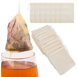 LUCKYBEE Disposable Empty Tea Bags Fabric Filter with Tea Clothing, Strong Penetration Natural for Loose Leaf Tea & Coffee (8*10cm-50pcs)