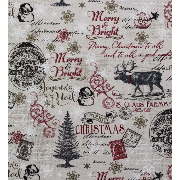 Merry and Bright Christmas Precut Canvas Cotton Fabric by They