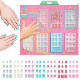 Expressions 7 Day Manicure Collection by Style Essentials - 84PC Press On Nail Set, Day-Of-The-Week Adhesive False Nails for Girls (SPACE Collection) – Colorful Novelty Designs Stick On Nails For Kids