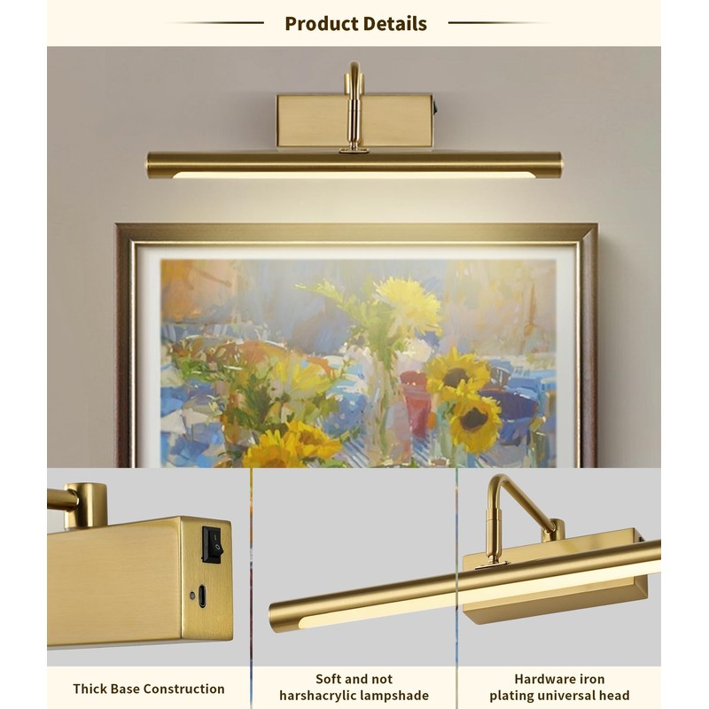 Joosenhouse Battery Operated Picture Light Wireless Gallery Lights 5000mAh Rechargeable