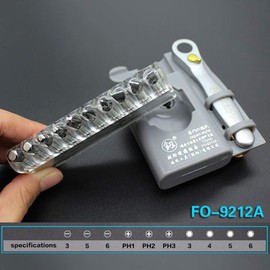 Set of 12 Micro Ratchet Wrench Screwdriver Bit Set with Reversible Drive Handle and Socket Adapter for Furniture Installation and Car Repair (FO-9212A)