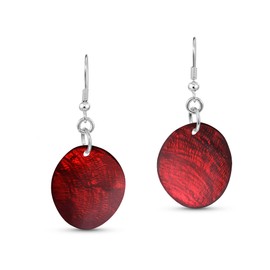 AeraVida Unique Maroon Red Small Oval Capiz Shell Drop Dangle Sterling Silver Earrings | Vintage Earrings for Women | Dangle Earring | Gift for Women, Mom