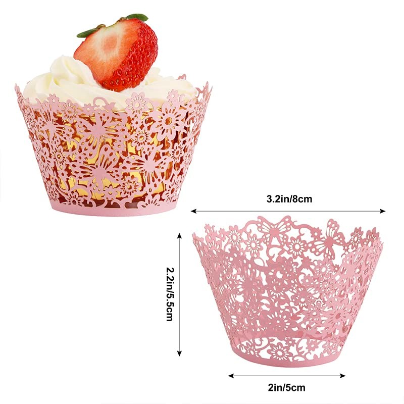 KOSTOO Cupcake Wrappers 50pcs/Pack Lace Cupcake Liners Laser Cut Cupcake
