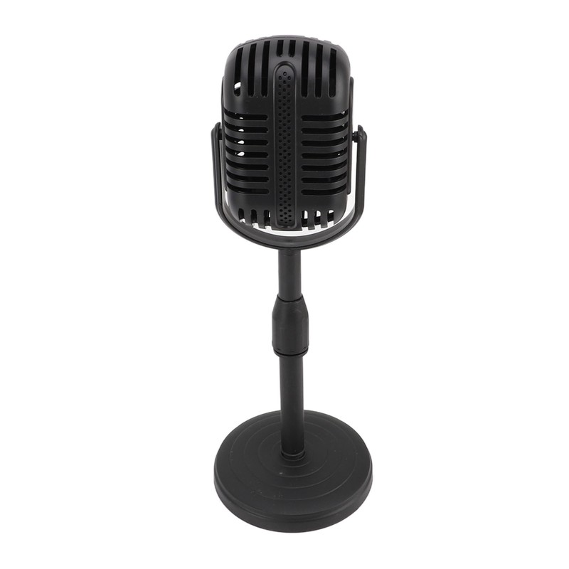 Antique Microphone Decor with Stand Black Realistic Lightweight Retro Microphone