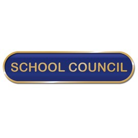 School Council School Bar Badge - 45mm x 10mm - Enamel on Metal - Safety Pin Fixing - Epoxy Coating (BLUE)